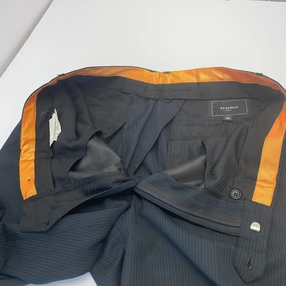 Tzarelli Designed Italy Men’s Wool Dress Pants Size 38R Black